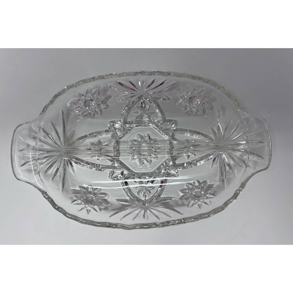Clear Cut Crystal Star of David‎ Two Sides Divider Relish/Candy/Nut/Trinket Dish
